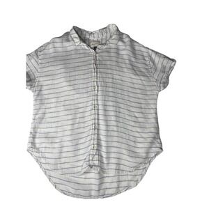 Universal Thread Womens Striped Button Up Shirt XL White Blue Short Sleeve